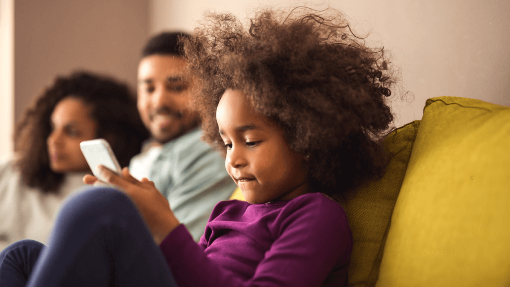 Little girl on smartphone
